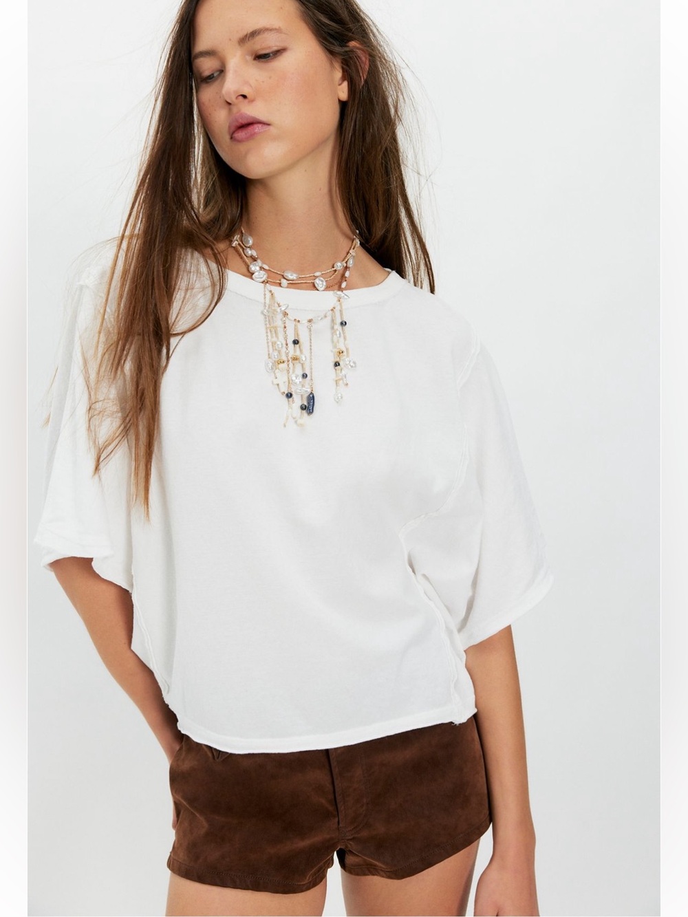 Free People Next Level Tee Clean Ivory Small